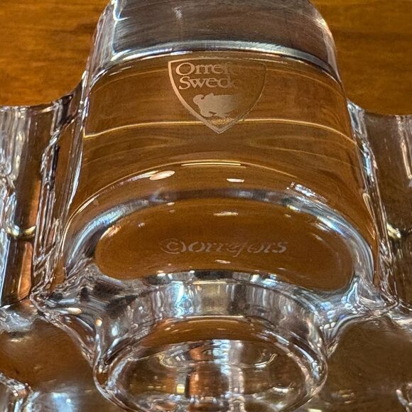 Orrefors Sweden Heavy Clear Crystal Glass "Daisy" Tealight Candle Holder, 4.5" - Picture 5 of 7